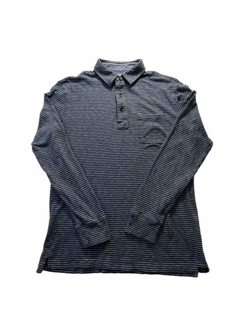 Faherty Men’s Long Sleeve Stripe Polo Size XS Blue Organic Cotton